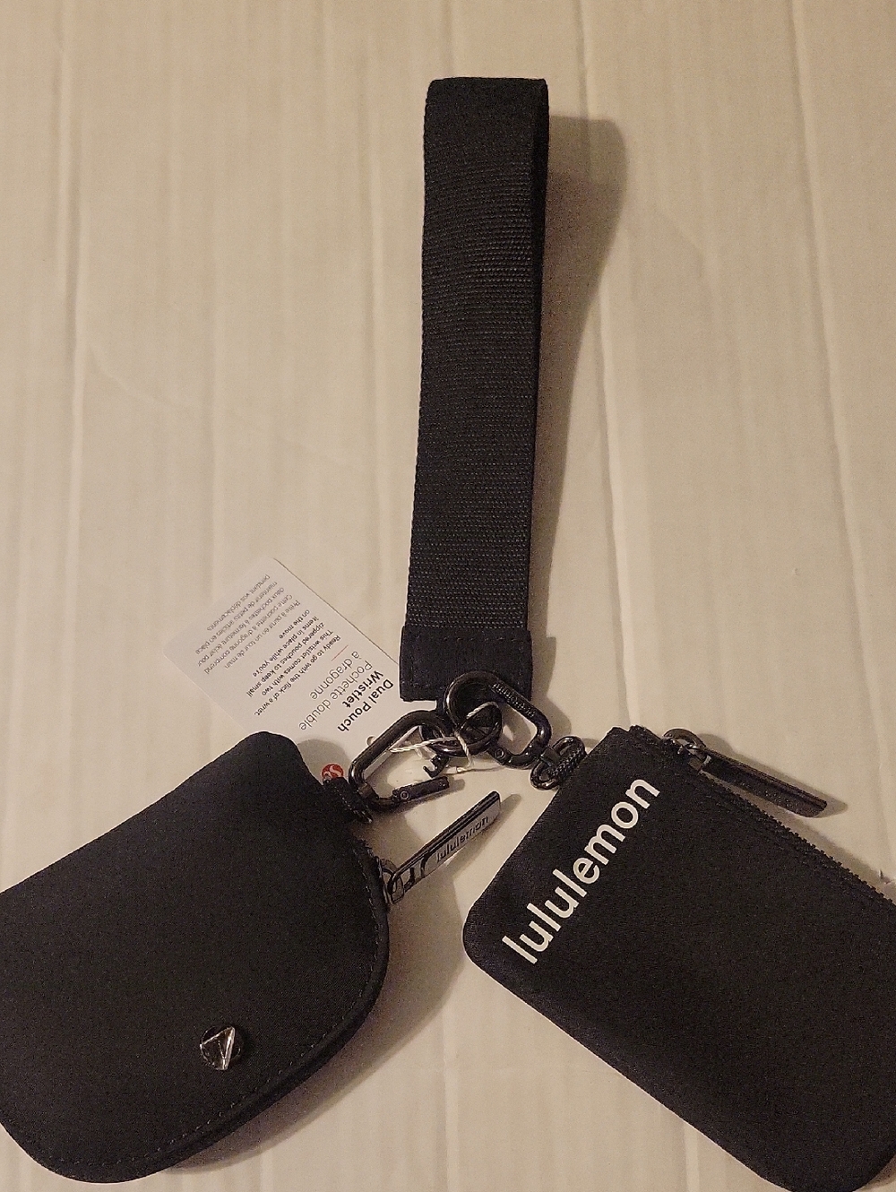 adidas Black Dual Pouch Wristlet with Strap
